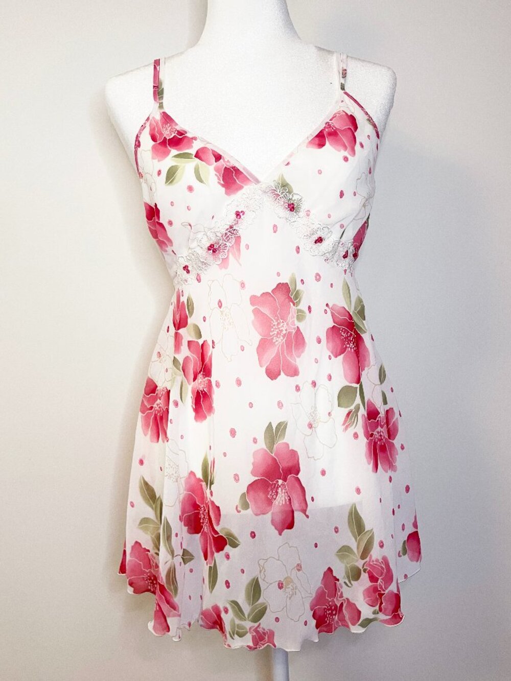 Vintage Expressions California Dynasty Floral Chiffon Lingerie Babydoll Top M